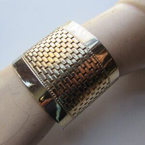 SALE Amazing Extra Wide Cuff Bracelet Gold Tone Grid Pattern